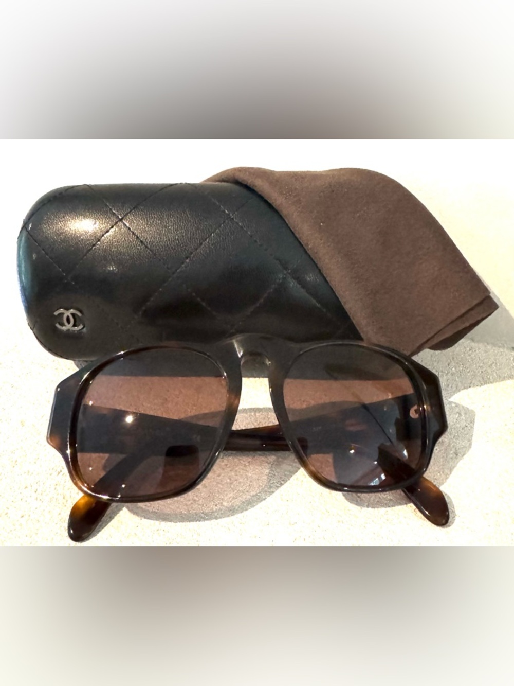 CHANEL Tortoiseshell CC Logo Sunglasses 01452 + Case & Cloth - Picture 8 of 8